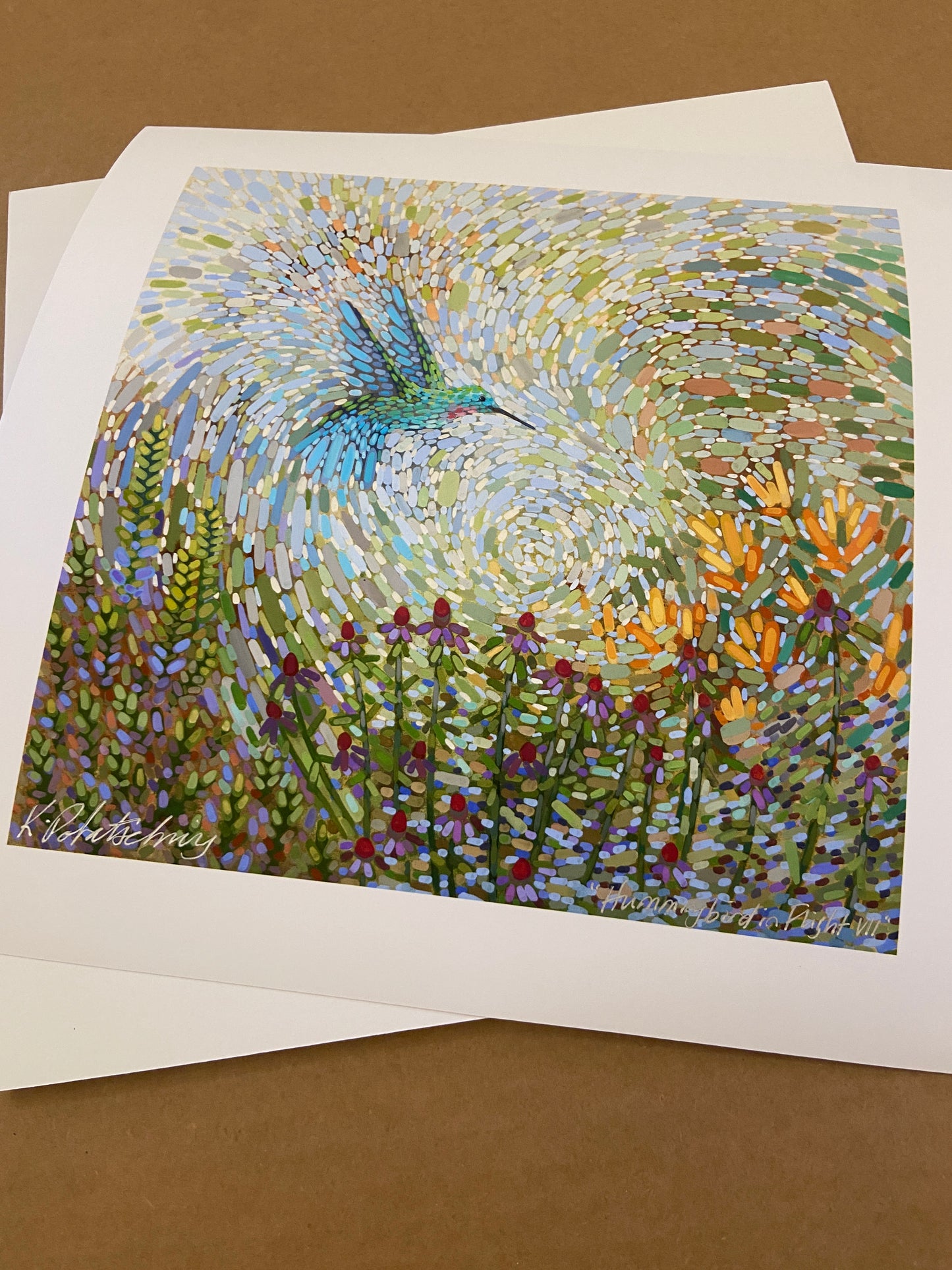 Hummingbird in Flight VII - 8"x8" Fine Art Print