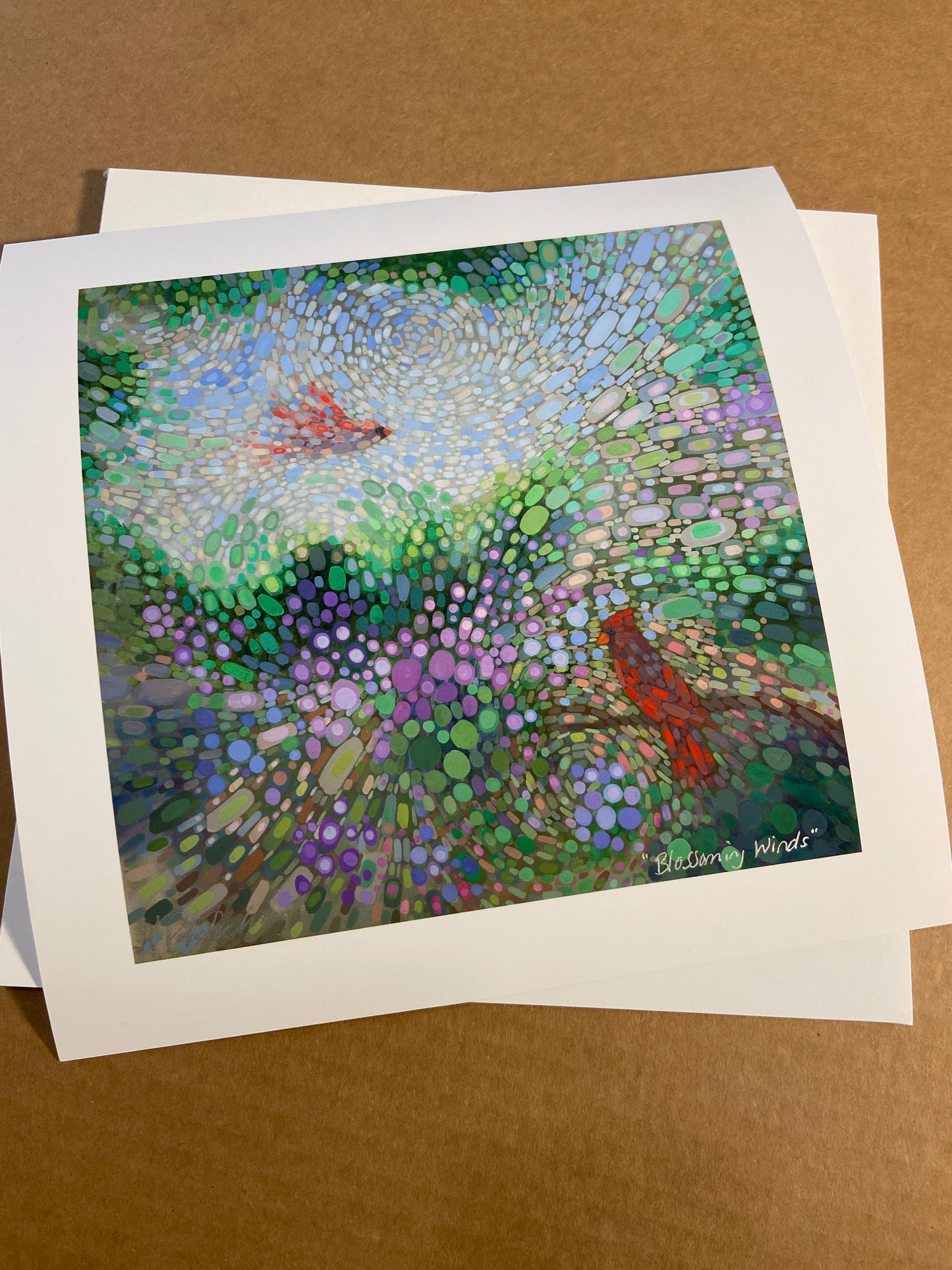 Blossoming Winds (Cardinals) - 8"x8" Fine Art Print