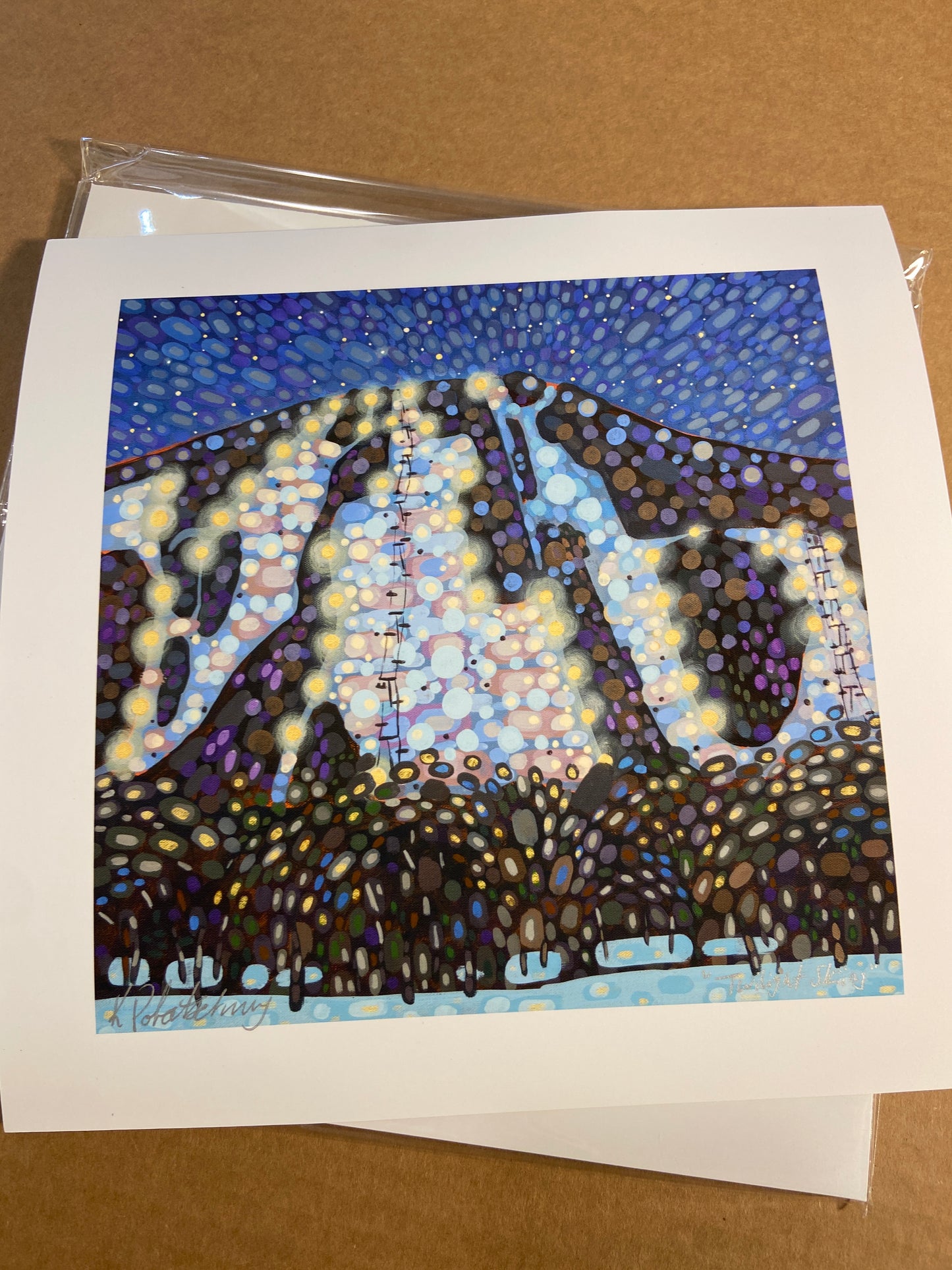 Twilight Skiing - 8"x8" Fine Art Print