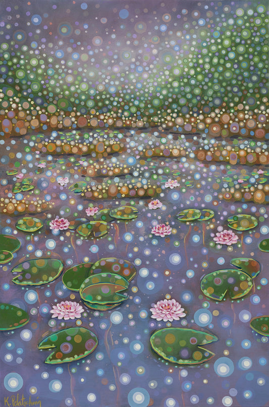Cosmic Water Lilies Canvas Print