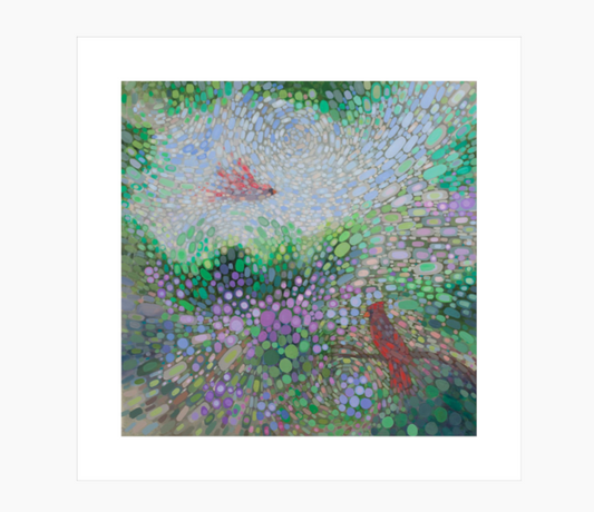 Blossoming Winds (Cardinals) - 8"x8" Fine Art Print